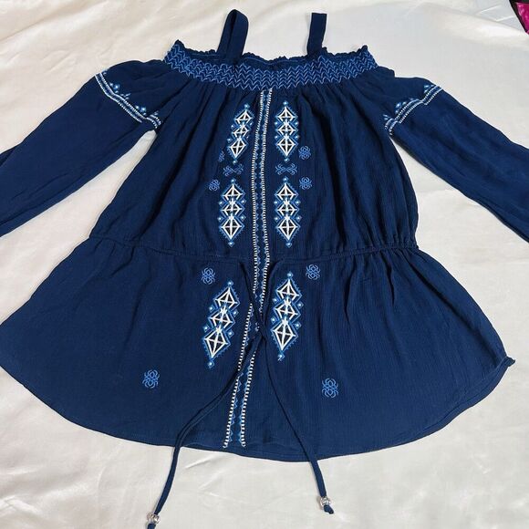 Neiman Marcus Tops - Neiman Marcus Embroidery Floral Peasant Cottagecore Boho Blue SZ M Long Sleeve